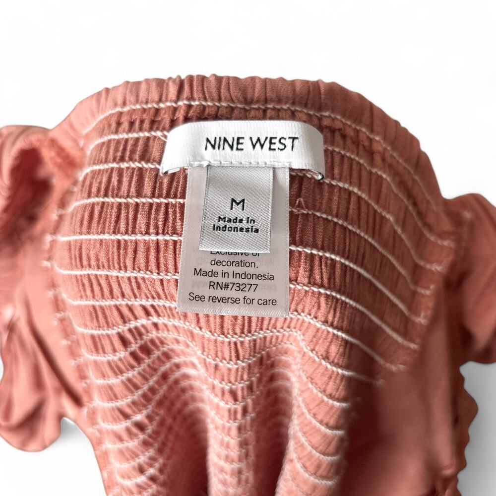 Nine West Twist Front Puff Sleeve Top Dusty Rose Medium - Picture 8 of 10